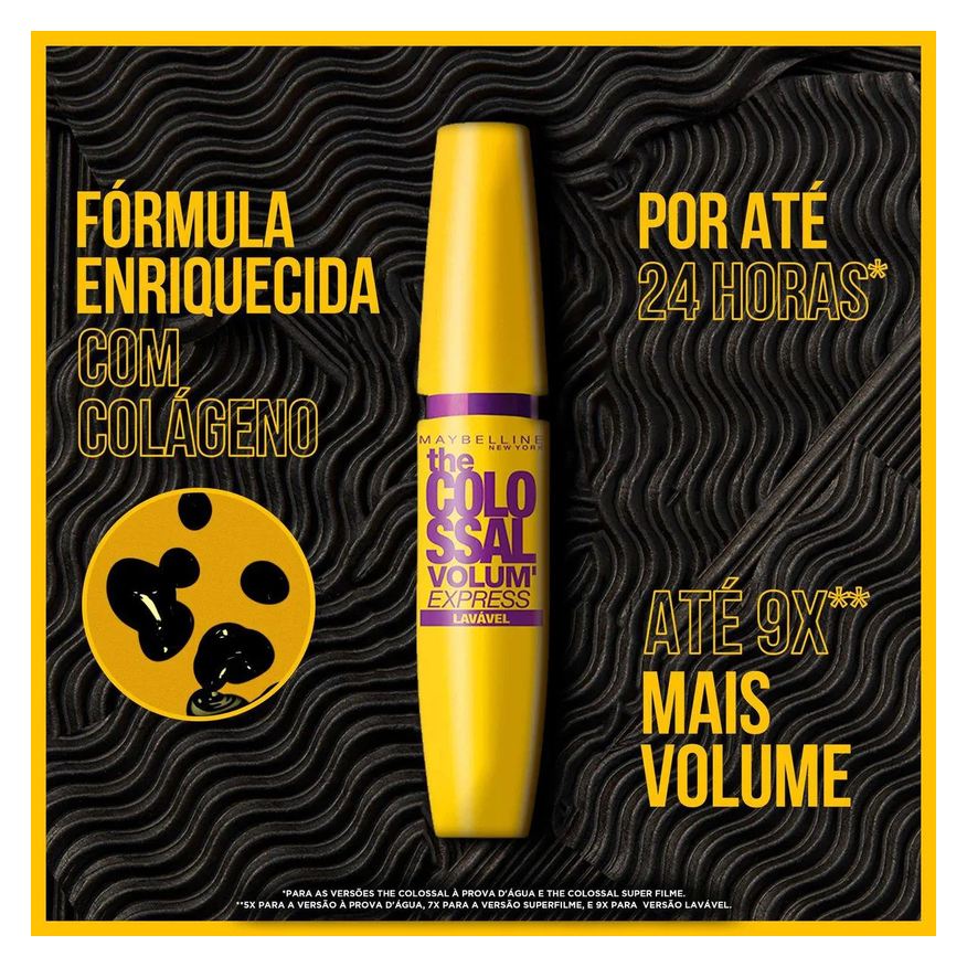 Maybelline Kit NY Máscara de Cílios The Colossal Volum' Express Lavável Preto, 9.2ml - 2 unidades