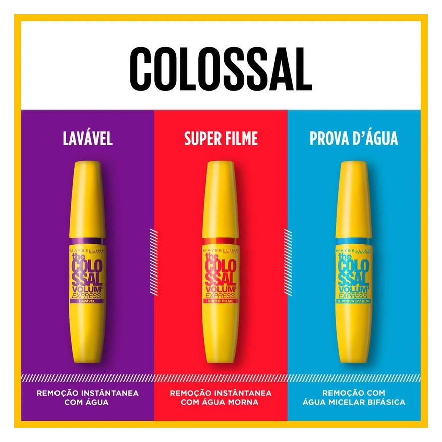 Maybelline Kit NY Máscara de Cílios The Colossal Volum' Express Lavável Preto, 9.2ml - 2 unidades