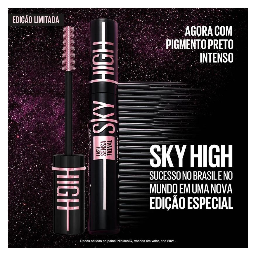 Maybelline Máscara de Cílios NY Lash Sensation Sky High Lavável 7,2ml - Cosmic Black