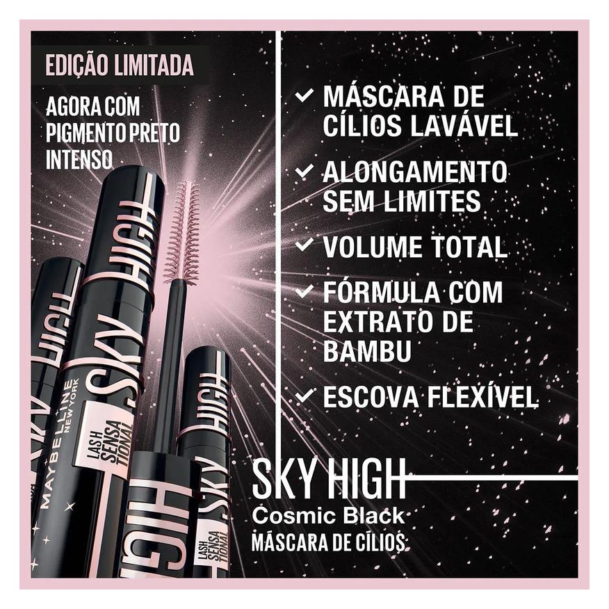 Maybelline Máscara de Cílios NY Lash Sensation Sky High Lavável 7,2ml - Cosmic Black