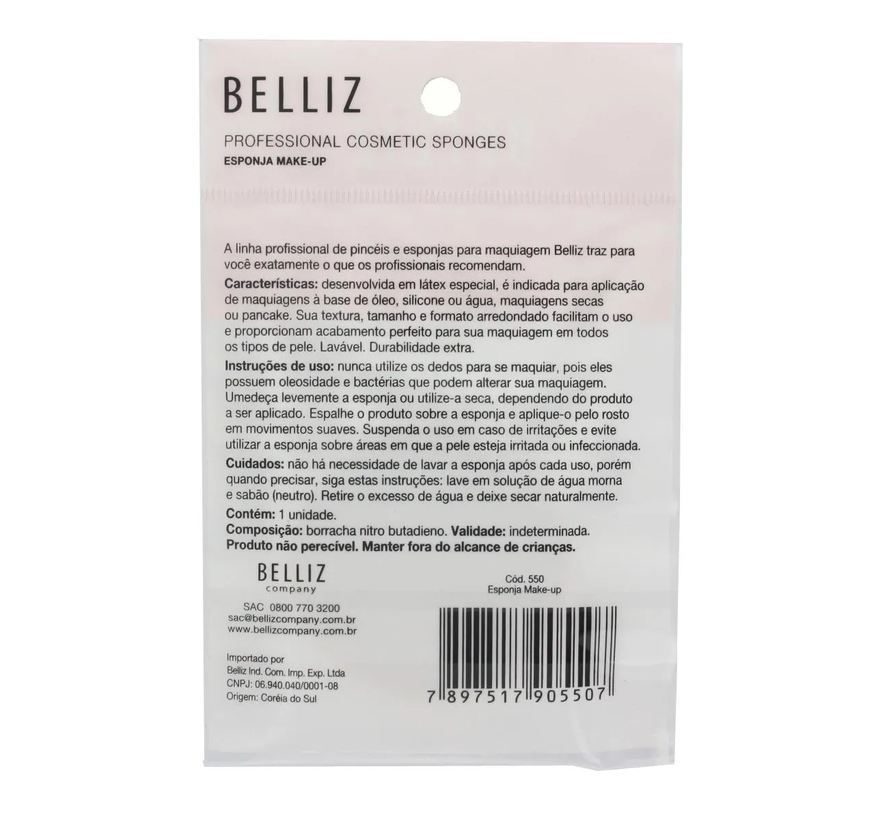Profissional Esponja para Maquiagem Belliz Make Up com 1 unidade