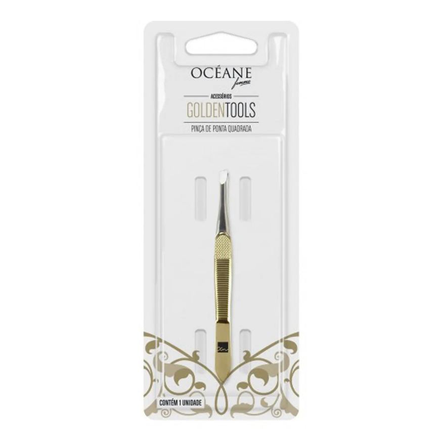 de Pinça Ponta Quadrada Océane Golden Tools Inox com 1 unidade