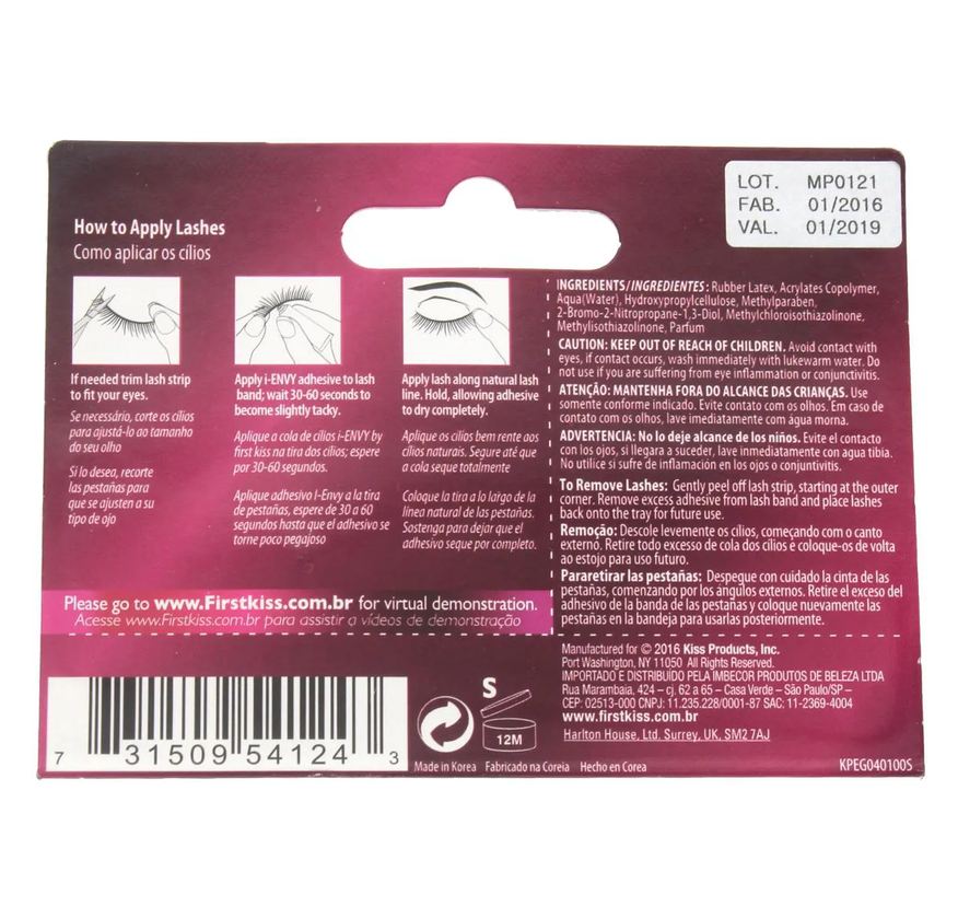 para Cola Cílios Postiços I-ENVY by Kiss NY 16h Incolor com 1 unidade