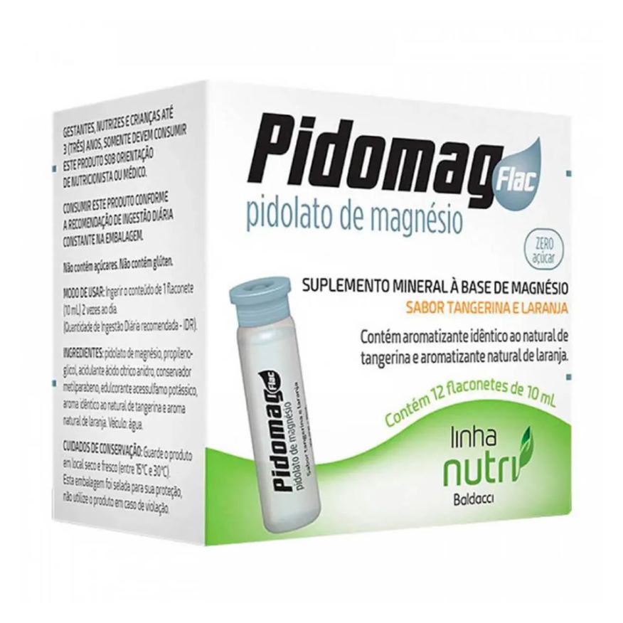 Pidomag Pidolato de Magnésio Flac Tangerina e Laranja 12 flaconetes de 10ml