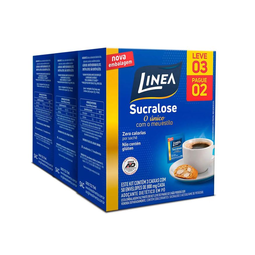 Linea Kit Adoçante em Pó Sucralose 150 sachês 5g cada