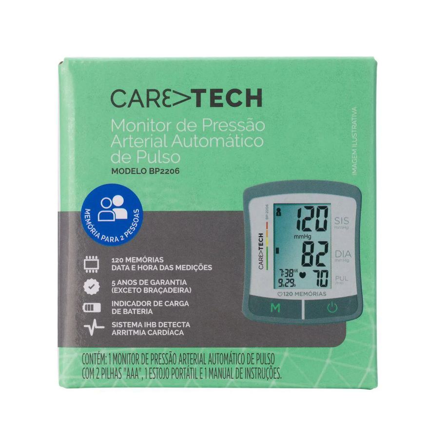 de Monitor Pressão Arterial de Pulso Caretech BP2206 1 Unidade
