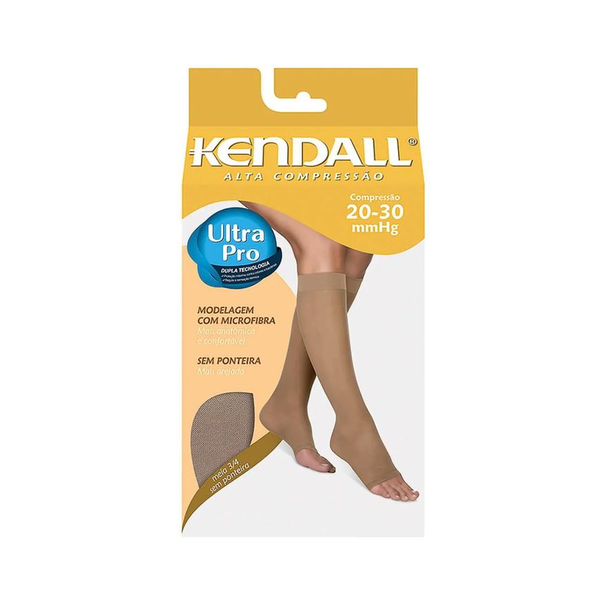 Kendall Meia Feminina Alta Compressão 3/4 Mel sem Ponteira M com 1 par