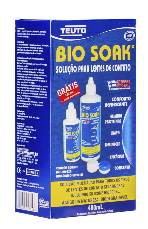 Bio Soak Kit Solução para Lentes de Contato com 480ml e 1 estojo grátis