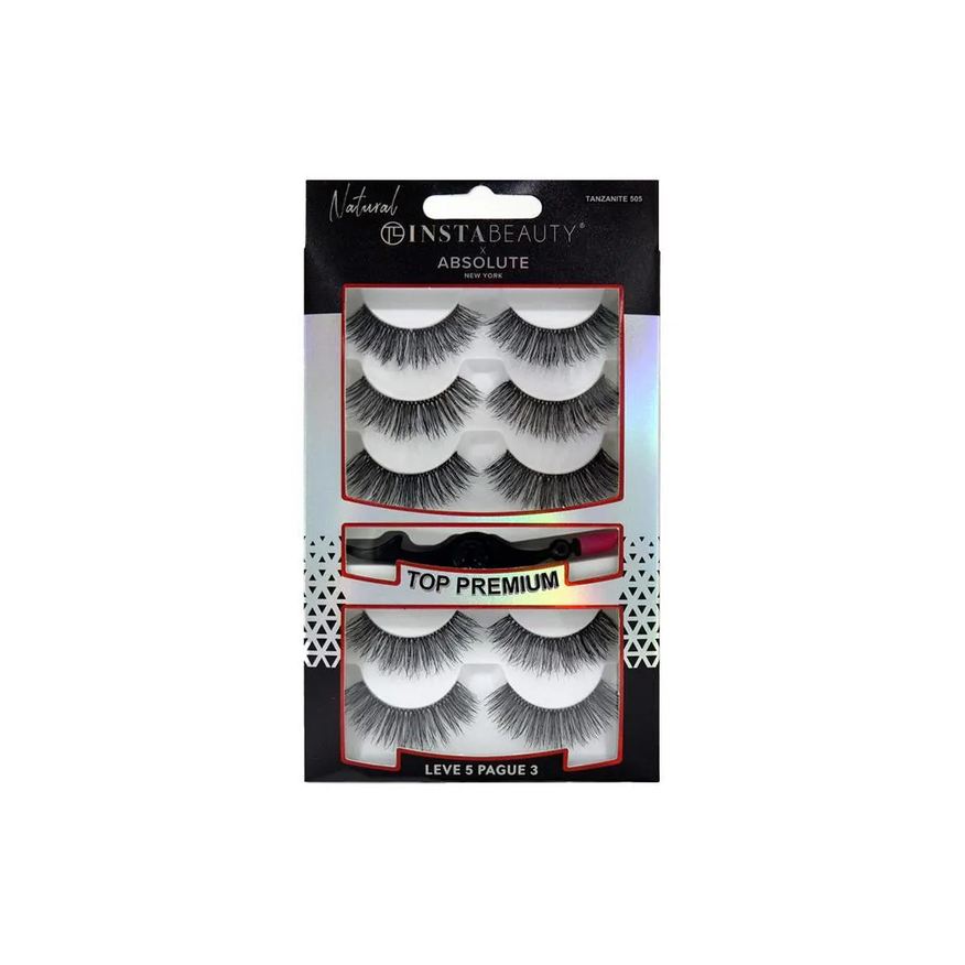Absolute New York Pack Tanjanite 505 Cílios Postiços Longo Natural Preto 5 Pares