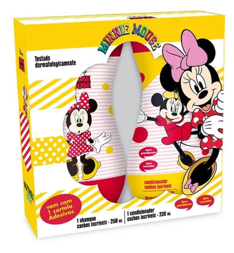 Nutriex Kit Minnie Cachos Sh 250ml+ Condicionador 230ml + Adesivos Infantil