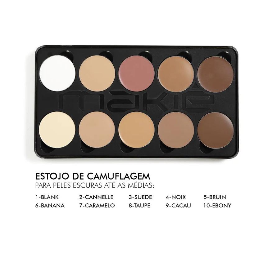 Makiê Paleta de Corretivo Camuflagem Creme Cor Média a Escura