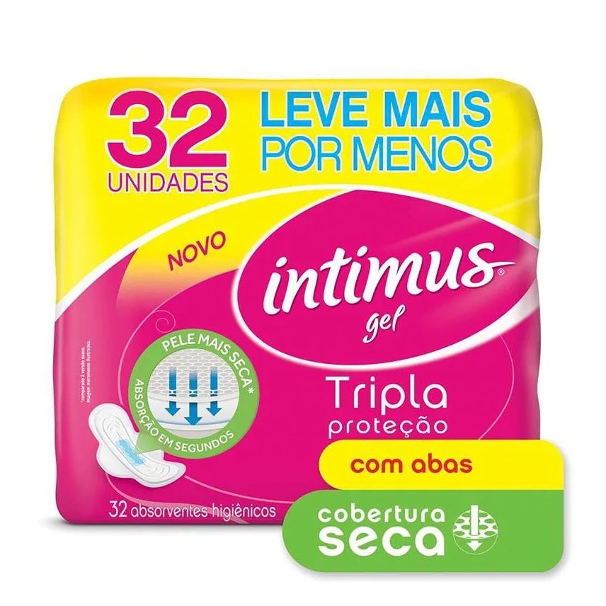 Intimus Absorvente Externo Tripla Proteção Cobertura Seca com Abas 32 unidades