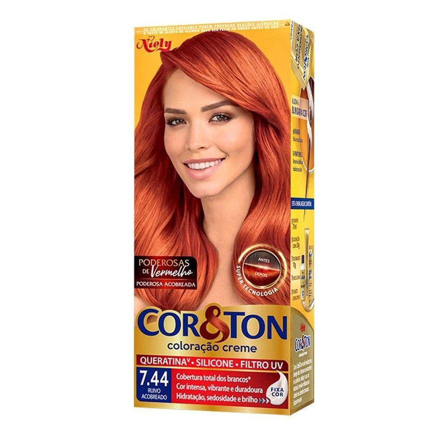 Cor&ton Coloração Niely Tons Vermelhos 7.44 Ruivo Acobreado