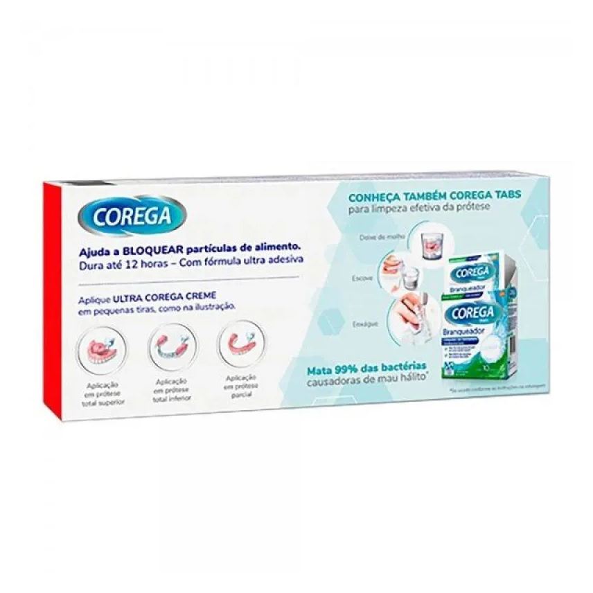 Corega Kit Ultra Creme Fixador de Dentaduras sem Sabor com 2 unidades com 68g Cada