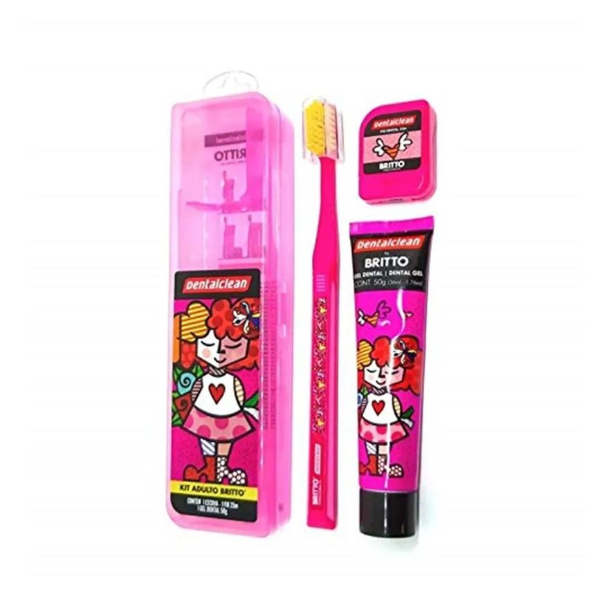 Dentalclean Kit Estojo Dclean Romero Britto Escova Dental + Fio Dental + Pasta de Dente