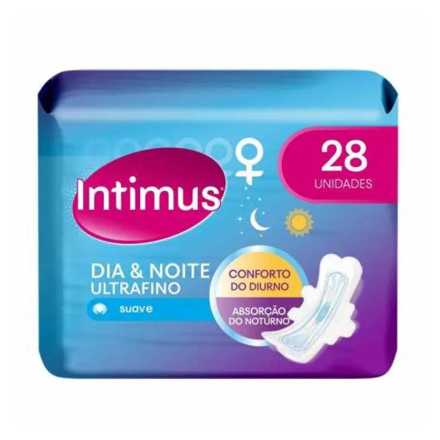 Intimus Absorvente Dia & Noite Cobertura Suave com Abas com 28 unidades