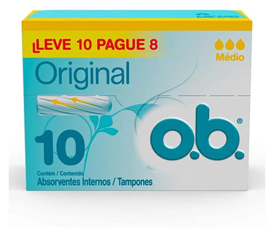 O.b. Absorvente Original Médio Leve 10 Pague 8