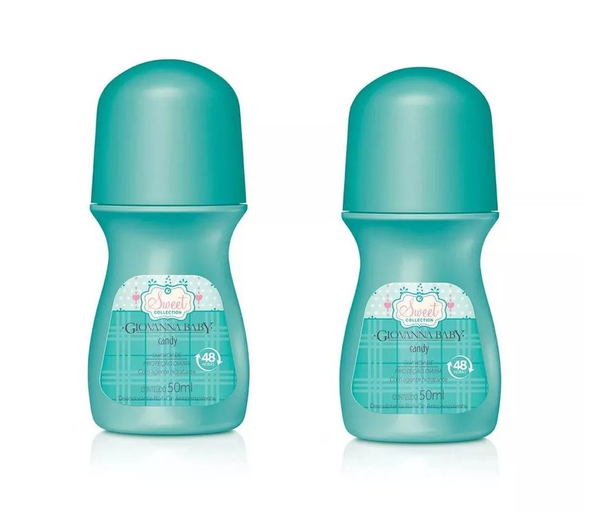 Giovanna Baby Kit Desodorante Antitranspirante Roll-on Candy Feminino 50ml 2 unidades