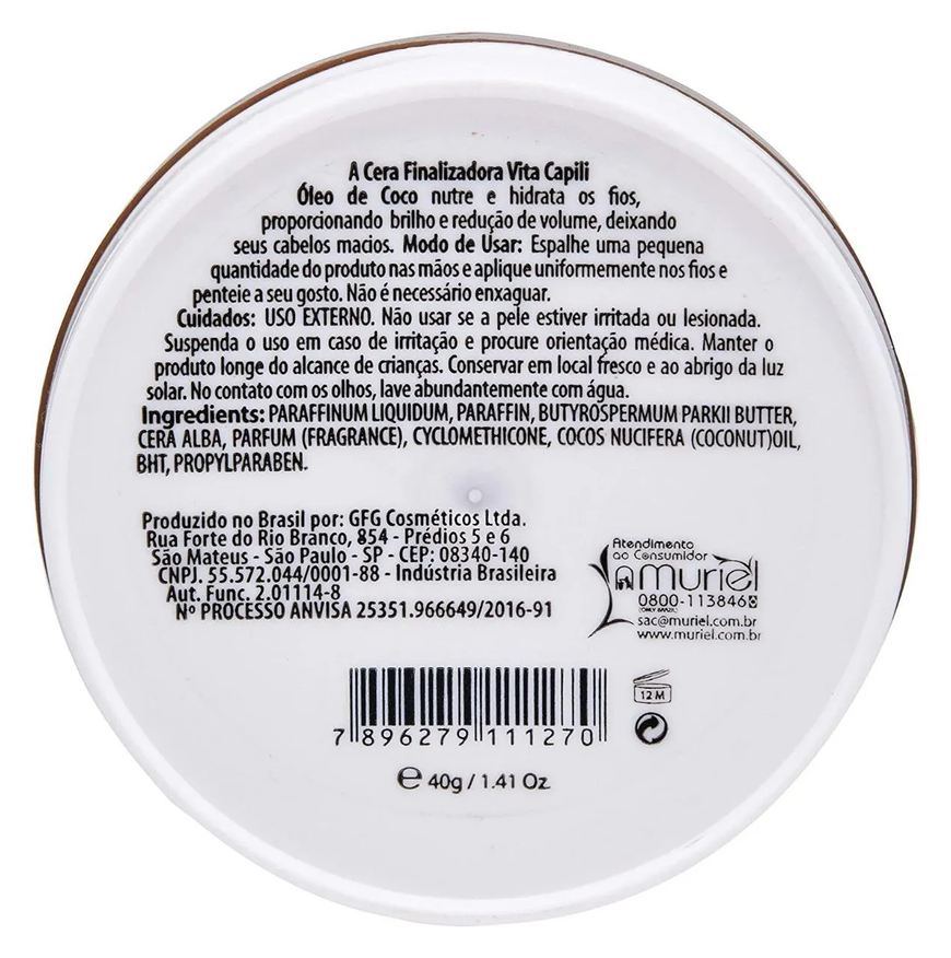 Vita Cera Finalizadora Capilar Óleo de Coco 40g