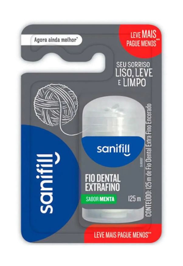 Dental Fio Sanifill Extrafino Sabor Menta 125 Metros