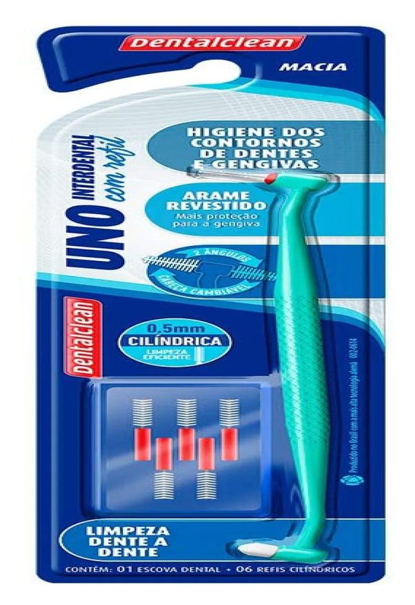 Bitufo Escova de Dentes Unitufo Uno Dentalclean com Suporte para Interdental Cilíndrica - Grátis Refil 0, 5 Mm 6 unidades