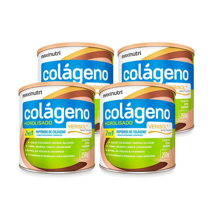 Maxinutri Kit 04 Colágeno Verisol Lata 250g Uva Verde