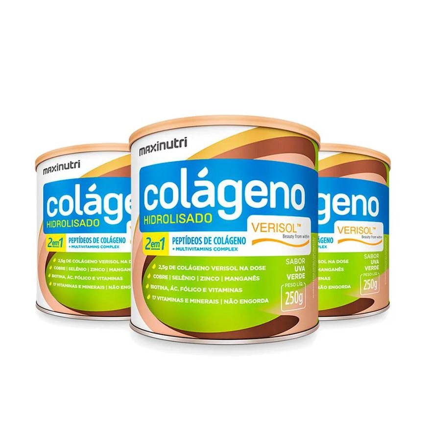 Maxinutri Kit 03 Colágeno Verisol Lata 250g Uva Verde