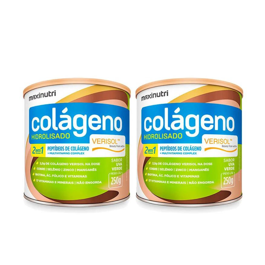 Maxinutri Kit 02 Colágeno Verisol Lata 250g Uva Verde