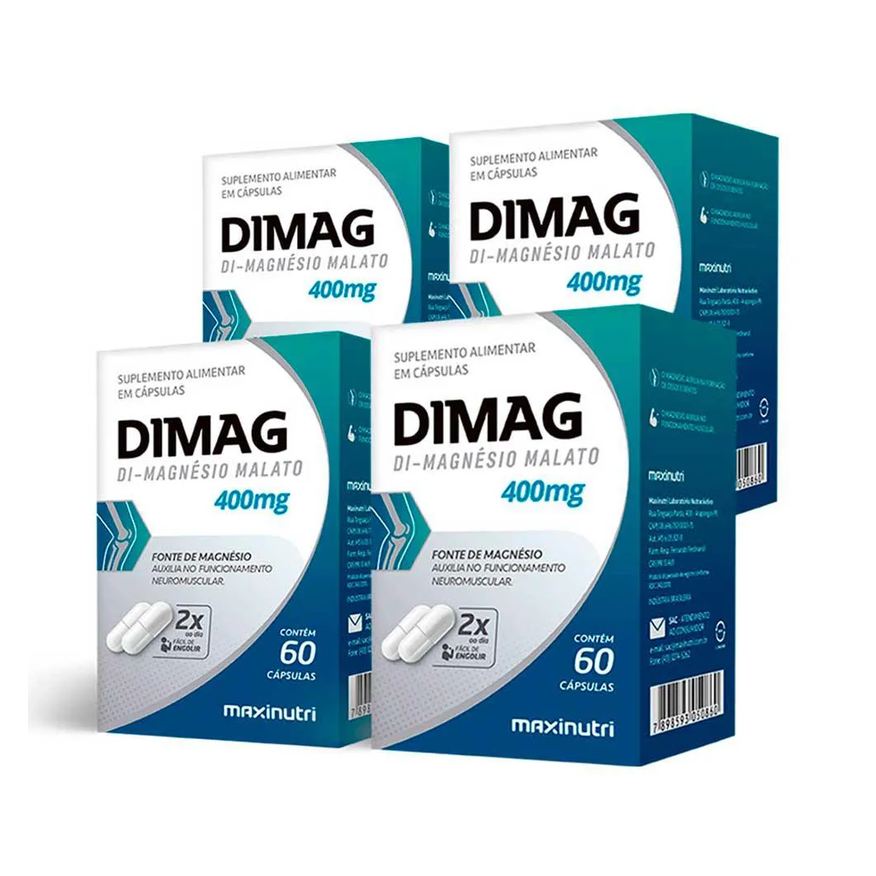 maxinutri Kit 04 unidades dimag dimalato de magnesio 60 Cápsulas