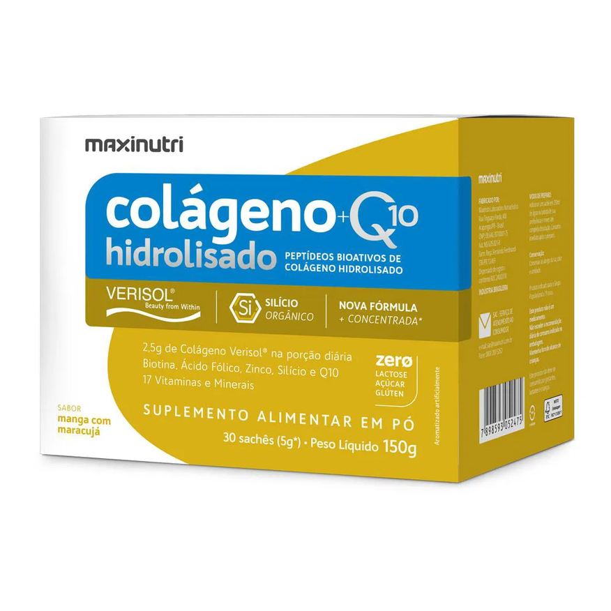 Maxinutri Colágeno + Q10 Verisol Sachê 30x5g Manga Maracujá