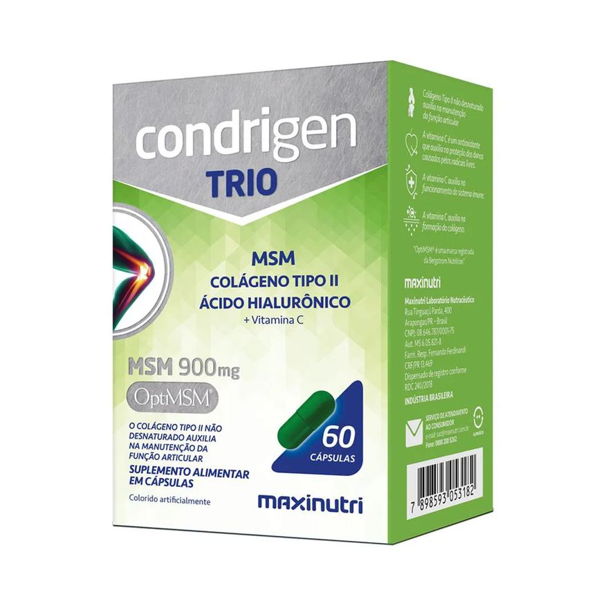 Maxinutri Condrigen Trio Msm Colágeno Tipo 2 Ha e Vitamina C 60 Cápsulas