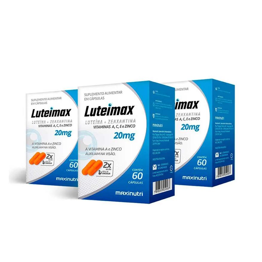Maxinutri Kit 03 Luteimax Luteína e Zeaxantina 20mg 60 Cápsulas