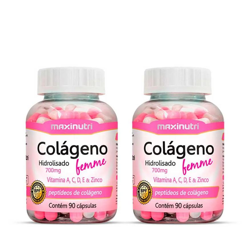 Maxinutri Kit 2 Colágenos Femme Vitaminas Zinco 90 Cápsulas