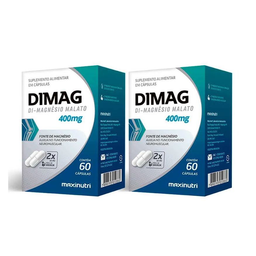 maxinutri Kit 02 dimag dimalato de magnesio 400mg 60 Cápsulas