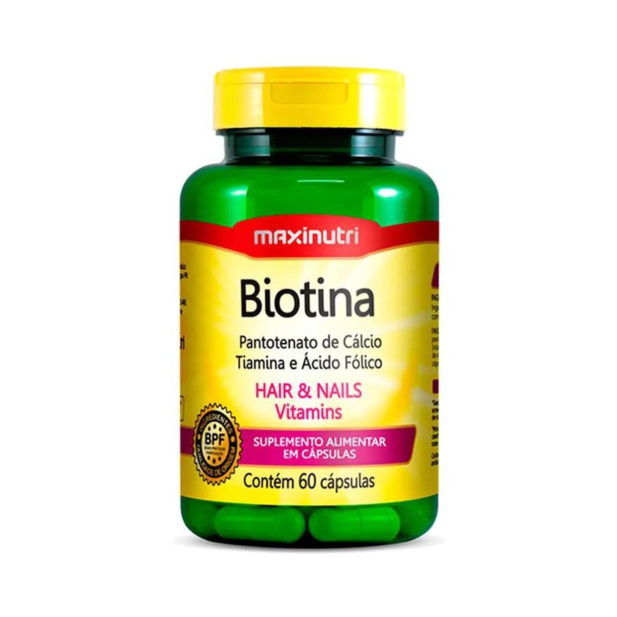 MaxiNutri Biotina + Ácido Fólico Cabelos e Unhas 60 cápsulas