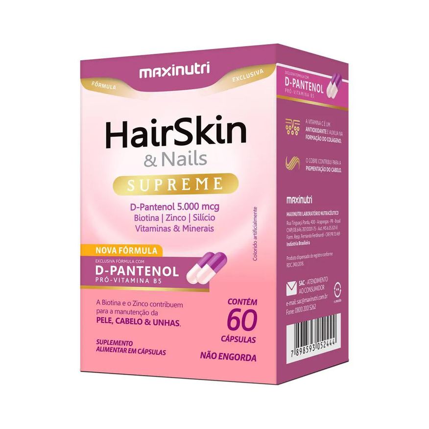 Maxinutri Hairskin Supreme D-pantenol + Biotina 60 Cápsulas