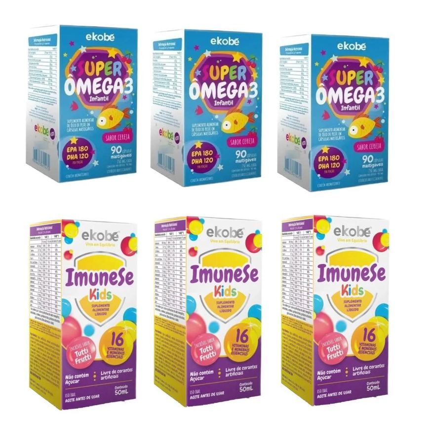 Ekobé Kit Super Ômega 3 Infantil 3 unidades + Imunese Kids 3 unidades
