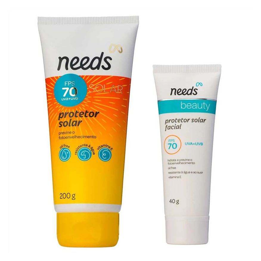 Needs Kit Protetor Solar FPS 70 Facial 40g + Corporal 200g