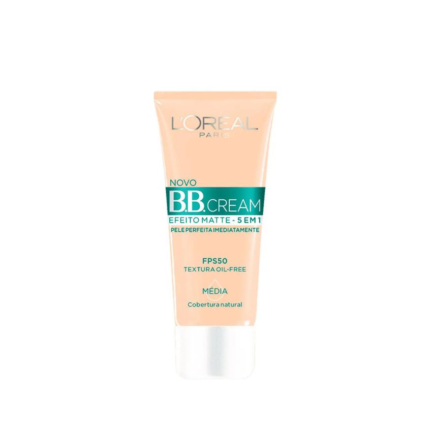 L'oreal Base BB Cream L'Oréal Paris Efeito Matte 5 em 1 Cor Média FPS 50 Cobertura Leve com Proteção Solar 30ml