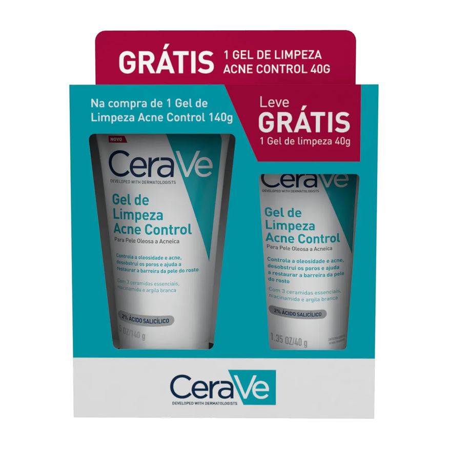 Cerave Promo Pack Gel de Limpeza Acne Control 140g + Grátis 40g