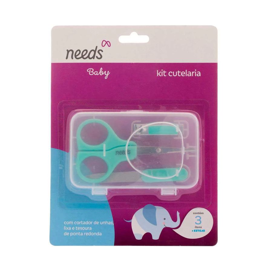 Needs Kit Cutelaria Infantil Baby 3 Itens + Estojo