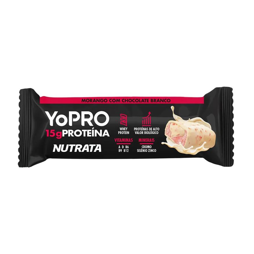 Yopro Barra de Proteína Nutrata Morango com Chocolate Branco 55g