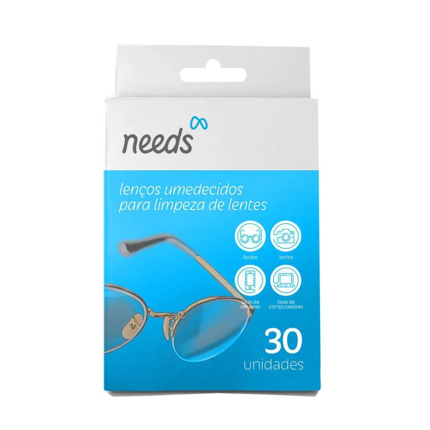 Needs Lenço Umedecido para Limpeza de Lentes 30 Unidades