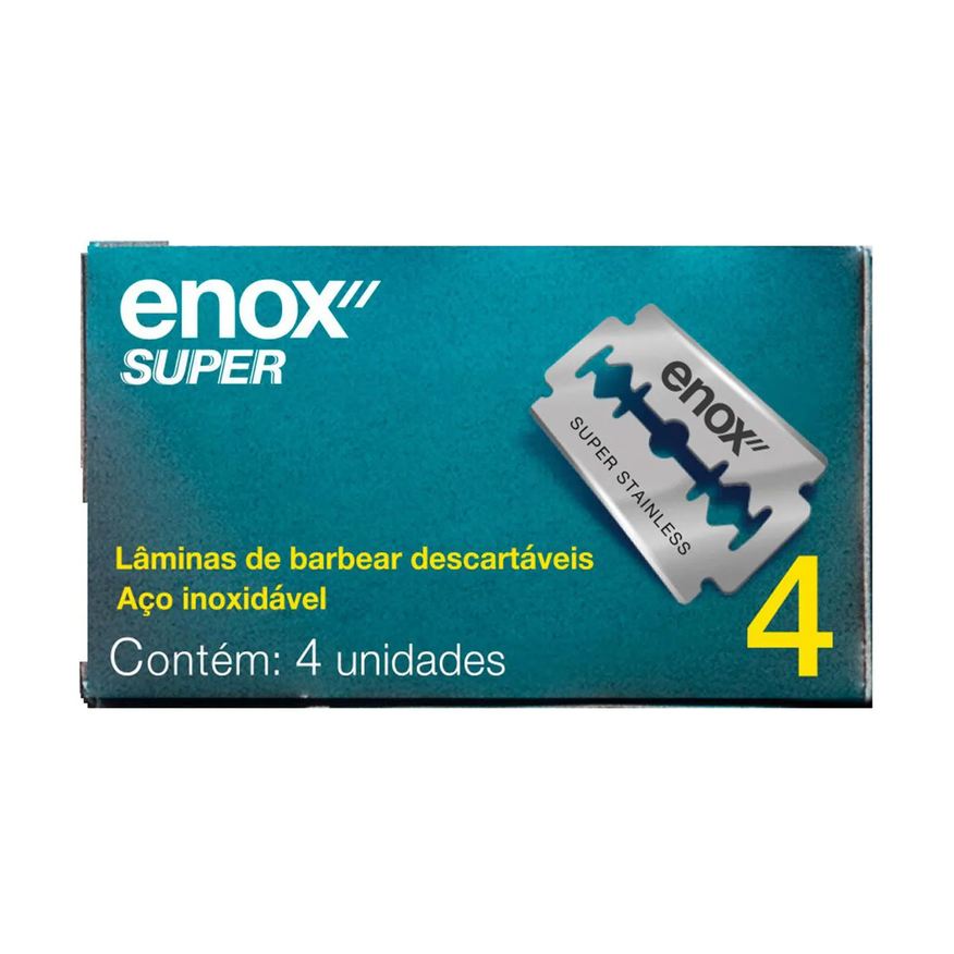 de Lâmina Barbear Descartável Enox Super Duplo Fio 4 unidades