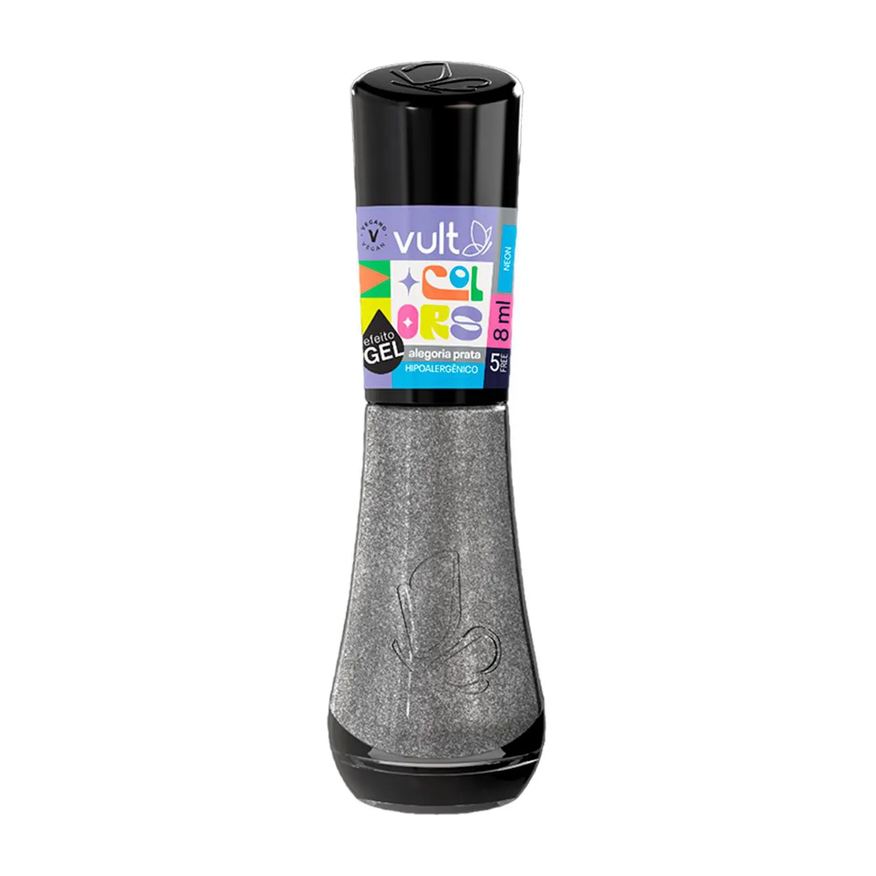 Vult Esmalte Cintilante Colors Efeito Gel Neon 5Free 8ml - Alegoria Prata