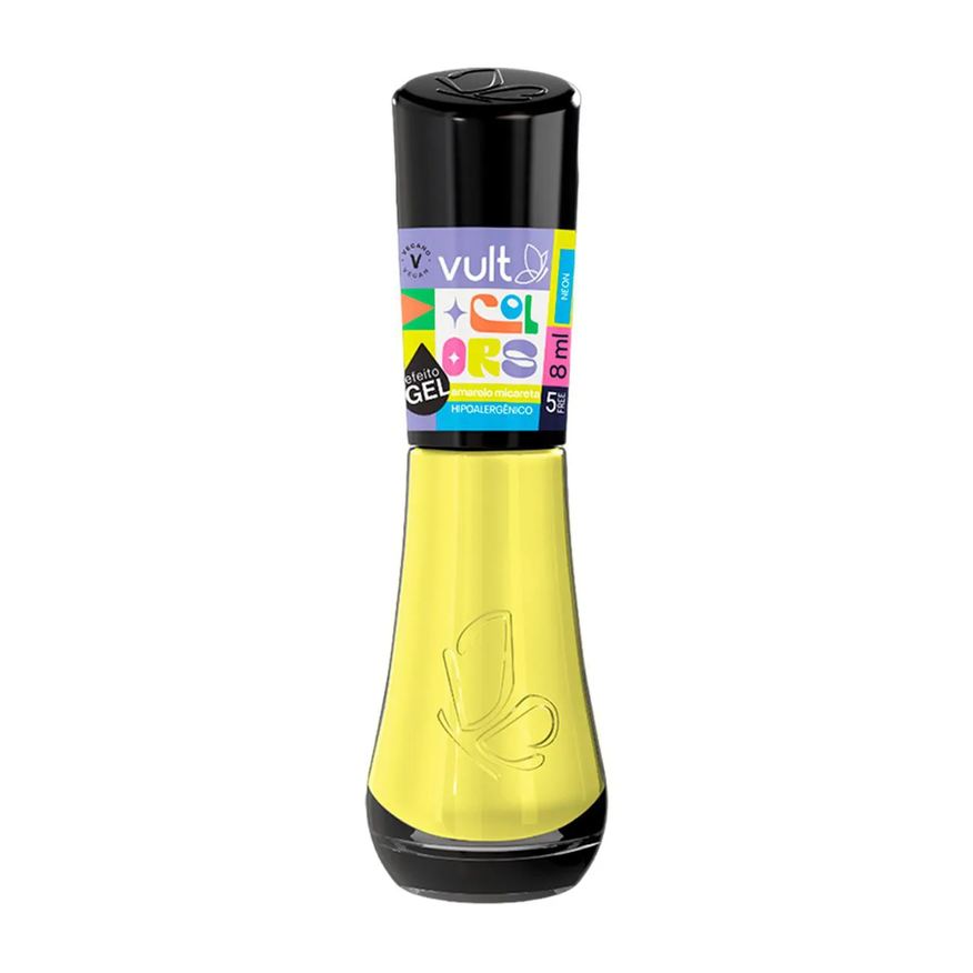 Vult Esmalte Cremoso Colors Efeito Gel Neon 5Free 8ml - Amarelo Picareta