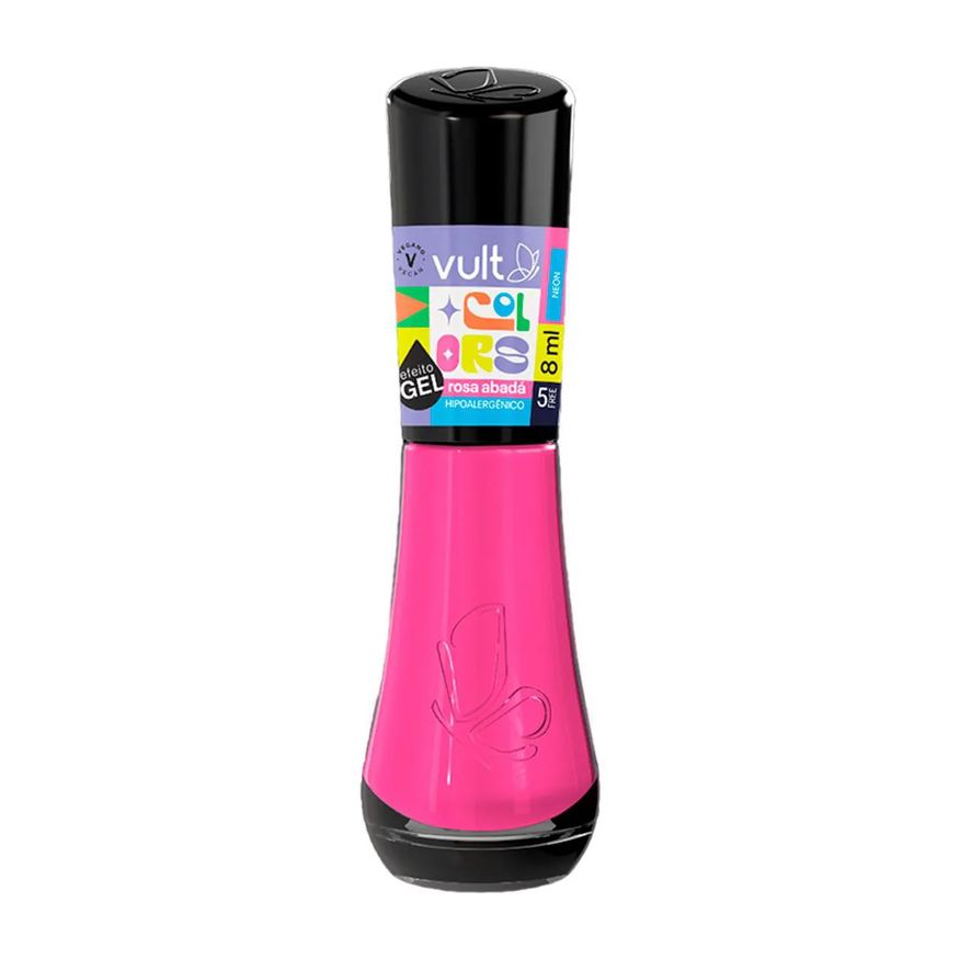 Vult Esmalte Cremoso Colors Efeito Gel Neon 5Free 8ml - Rosa Abadá