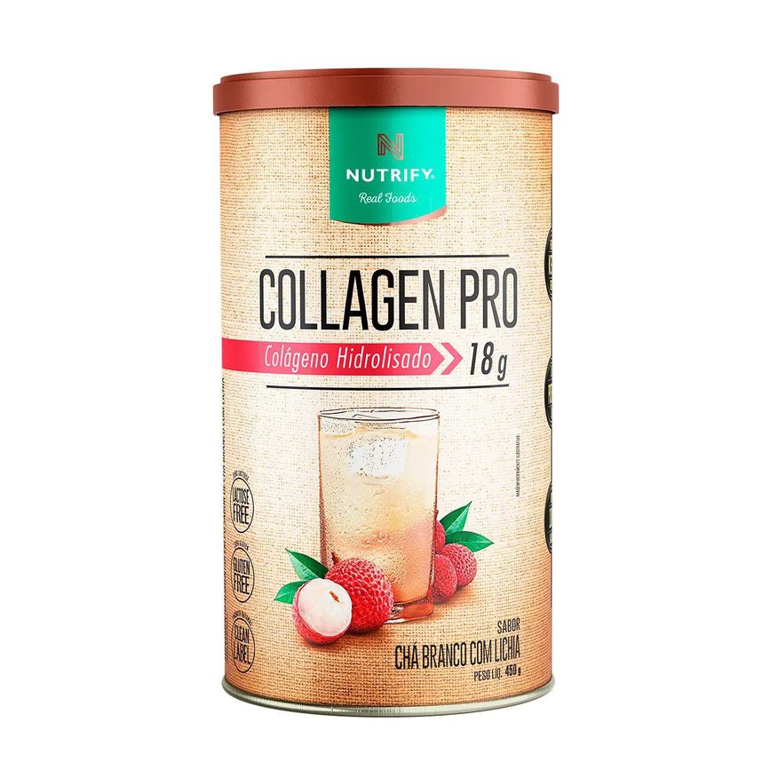 Nutrify Colágeno Hidrolisado Collagen Pro Chá Branco com Lichia 450g