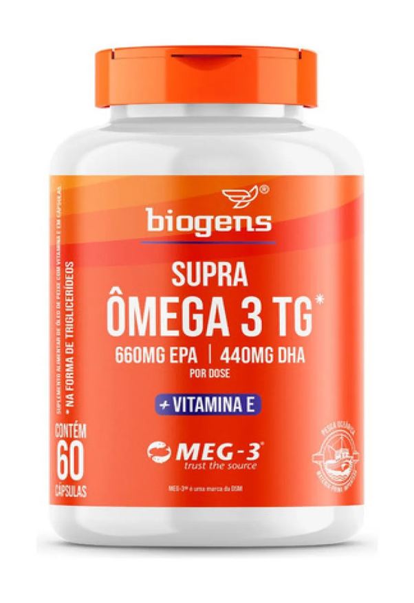 Biogens Supra Ômega 3 Vit. e 660mg Epa | 440mg Dha, 60 Cápsulas, Neutro