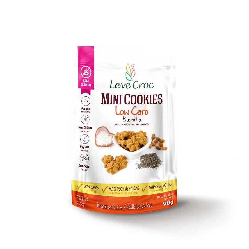 Leve Croc Kit 3x: Cookie Low Carb de Baunilha S/ Glúten Leve Crock 90g
